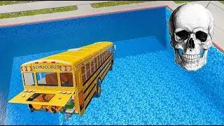 Insane BeamNG Drive Crash Test – School Bus Down In Swimming Pools With Realistic Physics