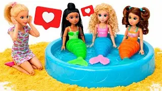 Barbie invites the little mermaids to a party