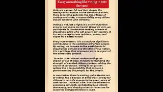 Essay on nothing like voting in vote for sure #writingclasses #essay #shorts