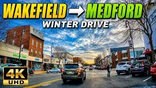 🚖 Main Street Wakefield to Salem Street Medford MA | 4K Scenic Winter Drive - 12/16/21