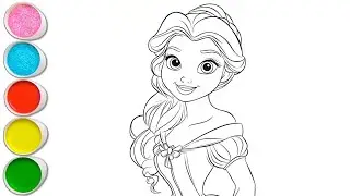 Cute Princess Belle Drawing for kids, Painting & Coloring for kids, Toddlers | Let's Draw Together