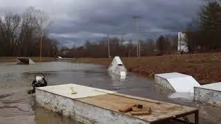 WAKESKATING IN JANUARY BACKYARD CABLE WAKE PARK