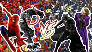 300 SPIDERMAN 100 VENOM VS  100Joker 300Batman| MASSIVE SUPERHEROES BATTLE