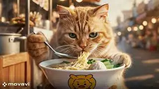 The Street Food Cat Everyone Is Talking About | Cinema-Level Ramen Moment #cutecat #ramencat #cat