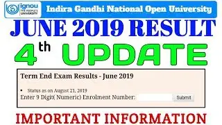 [4th UPDATE] IGNOU RESULTS JUNE 2019 Term End Exams 4th update information By TIPS GURU