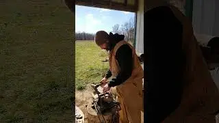 Stamping the Logo on my Personal Survival Knife.