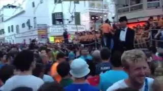 Horse jumps on guy at Fiesta Mercadal Minorca