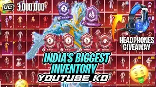 3 Million #UC BGMI Biggest Inventory @YOUTUBEKD  , Headphones Giveaway #BestInventory @NEONXPAWANOP