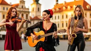 (Tr&igrave;o de Alma 80) Soulful Sunset Street Jam &ndash; Flamenco Guitar, Violin & Saxophone Magic in Europe