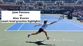 Joao Fonseca vs Alex Zverev court level practice points highlights @ US Open 2025