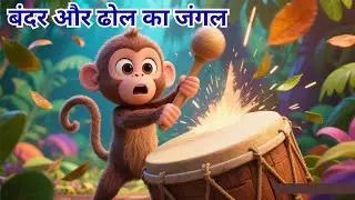 Monkey Drum Surprise &ndash; 3D Cartoon Jungle Fun for Kids | Hindi Rhyme