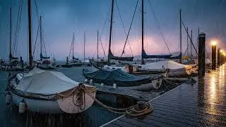 Harbor Thunder ASMR | Distant Storm Over Moored Boats