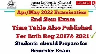 Anna University 2nd sem Time Table Also Published 👍✔️|Students should know 👍