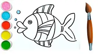 Cute fish drawing for beginners | How to draw fish | Coloring Painting toddler | Kids Drawing #fish