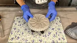 Unusual Concrete Pot Stand from Repurposed Bits & Pieces
