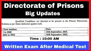 Directorate of Prisons, Selected Candidates for Medical Test