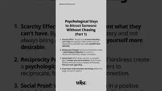 Psychological Ways To Attract Someone Without Chasing (Part 1) #psychologyfacts #mindtricks #shorts
