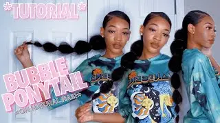 *EASY* SLICK BUBBLE PONYTAIL TUTORIAL | On Natural Hair (NO GLUE + NO HEAT)