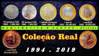 &Aacute;lbum de luxo: Cole&ccedil;&atilde;o de moedas do Real completa: Direitos humanos, Bandeira, Beija-flor, Faos etc.