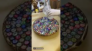 Epoxy resin table creation made using beer caps, you won't believe the result #epoxy #diy #creative