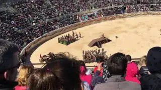 Nimes, France, April 24 2016 Great Roman Games, Nimes Arena