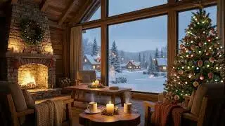Cozy Christmas Winter Evening ❄️ Wind, Snow, Rain & Fireplace Sounds | No Music • No Ads