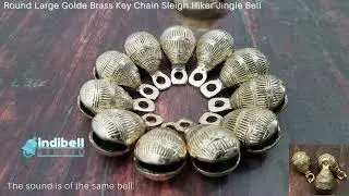 Round Large Golden Brass Key Chain Sleigh Hiker Jingle Bell Craft Bell Christmas Bell From India