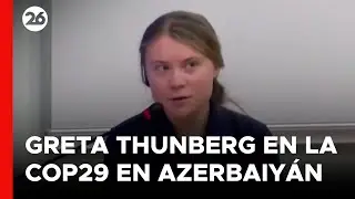 Greta Thunberg protesta contra la COP29 ante la oficina de la ONU en Armenia
