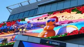 Snowman on Beach Christmas Art Billboard Sunset Blvd Los Angeles California USA December 28, 2025