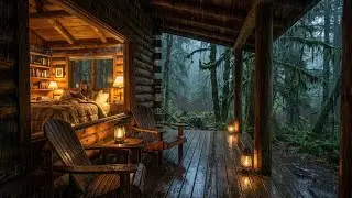 Pure Comfort: Forest Rain Sounds in Cozy Glass Cabin Hut | Deep Sleep and Total Serenity 🌧️