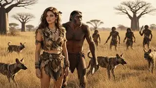 Life Millions of Years Ago | Homo Habilis and Girl Surrounded by Wild Dogs