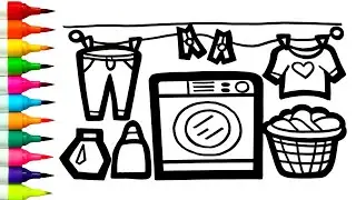 Clothes, Washing Machine Drawing | How To Draw a Washing Machine | Draw Washing Machine Step by Step
