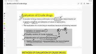 Evaluation of Crude Drugs