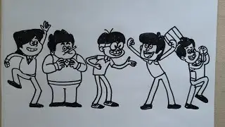 How to draw Golmaal Jr cartoon characters || Drawing Gopal, Laxman, Madhav, Lucky