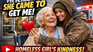 The old lady was very happy when the homeless girl came to pick her up from the hospital