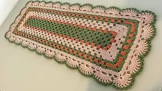 Trilho de mesa retangular de crochê passo a passo