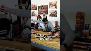 Making a warped plank even #woodworking #woodworkingtips #diytips #frenchoak #metabo