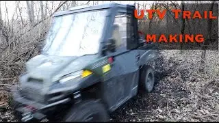 UTV / ATV firewood trail making with bridge for the Polaris ranger on the homestead