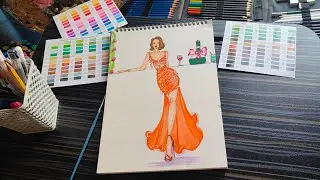 New Year 2026 Party Look ✨ | Orange Pearl Dress Fashion Illustration #fashion #art #new #yt #asmr