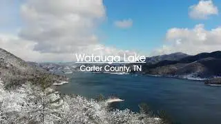 Watauga Lake in the snow on Christmas Day 2020