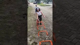 PE time, let's exercise guys, plays with cone ladder and hurdle as obstacle are fun