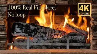 100% Rial Fireplace, No loop, No music