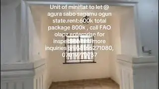 Unit of miniflat available to let at agura sabo sagamu ogun state. Rent:600k total package 836k