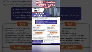 Walk-in Interview I BioMatrix Pharma | 110126 #job #pharma