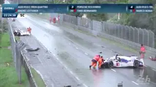 24h Le Mans 2014 Audi R18 #3 Toyota TS040 #8 Crash In Rain 720p