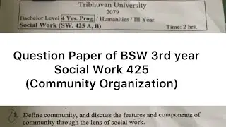 BSW 3rd year Social Work 425 Question Paper-Social Work 425 Community Organization Question Paper-TU