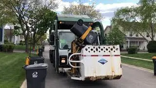 Waste Management Garbage Truck With Perkins Automated Carry Can