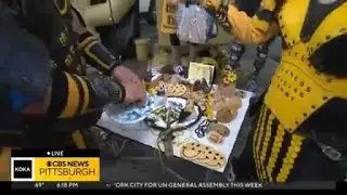 Steelers fans celebrate after getting married at tailgate