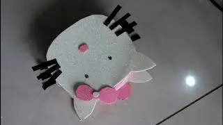 DIY - Glitter foam sheet, Kitty Pouch, No sew, Unicorn Pen holder
