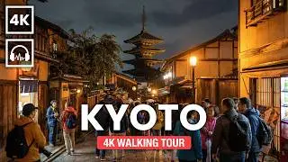 KYOTO 4K Walking Tour With Captions & Immersive Sound 🏮 Midnight Walk [4K Ultra HD/60fps]